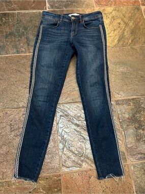 Zara Indigo Skinny Jeans with White Side Trim